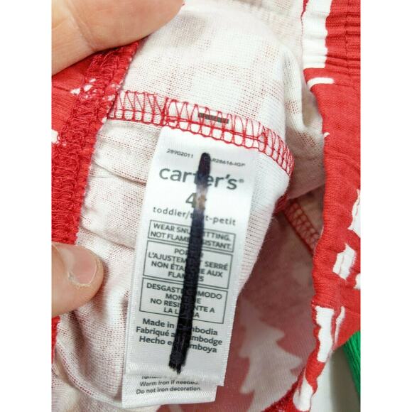 Carter's Red White & Green Holiday Words Pajamas Youth 4 - Picture 6 of 7